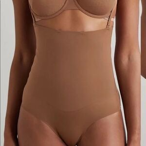 Heist The High Waist Tan Adjustable Strap Sculpting Shapewear Briefs, Medium
